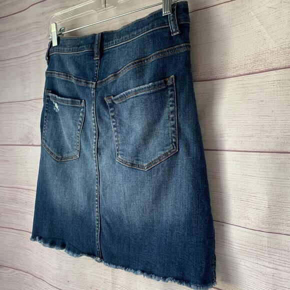 Harper Denim Blue Jean Skirt High Low Distressed Frayed Hem Size Medium - Picture 13 of 13
